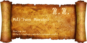Méhes Mendel névjegykártya